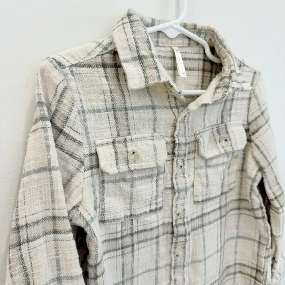 Rylee + Cru rustic plaid boys collared long sleeve button up size 4/5 EUC